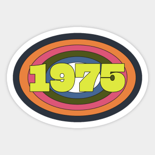 Yellow Year 1975 Rainbow Ellipse Vintage Typography Sticker